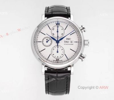 Swiss Replica IWC Portofino Chronograph 150 Years White Face Stainless Steel